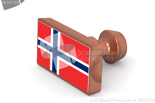 Image of Wooden stamp with Norway flag