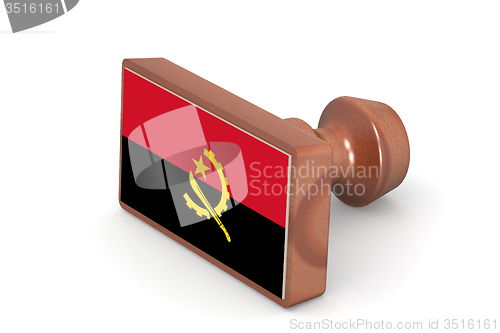 Image of Blank wooden stamp with Angola flag