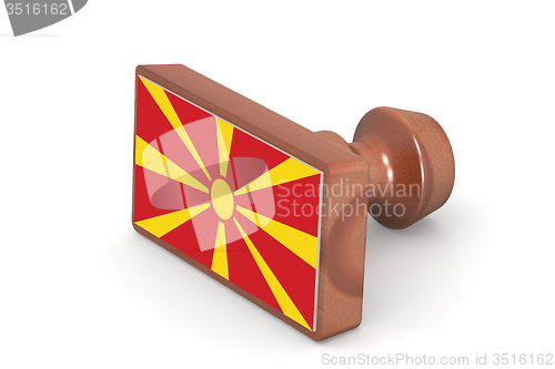 Image of Wooden stamp with Macedonia flag