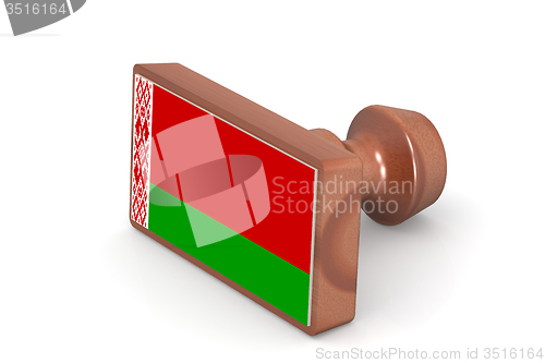 Image of Blank wooden stamp with Belarus flag