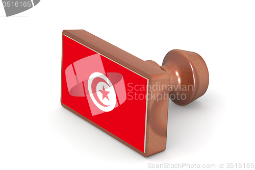 Image of Wooden stamp with Tunisia flag