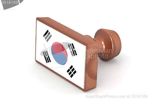 Image of Wooden stamp with South Korea flag