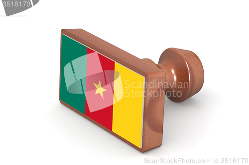 Image of Wooden stamp with Cameroon flag