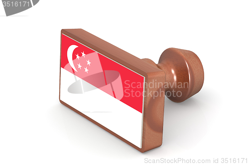 Image of Wooden stamp with Singapore flag