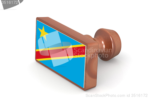 Image of Wooden stamp with Democratic Republic of the Congo flag