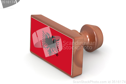 Image of Blank wooden stamp with Albania flag