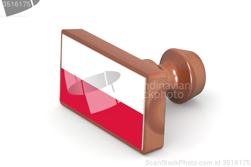 Image of Wooden stamp with Poland flag