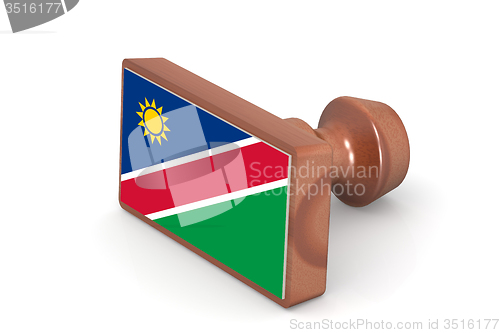 Image of Wooden stamp with Namibia flag