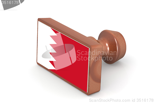 Image of Wooden stamp with Bahrain flag