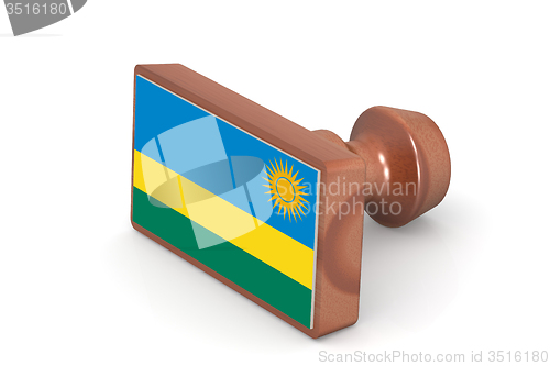 Image of Wooden stamp with Rwanda flag