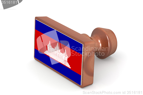 Image of Wooden stamp with Cambodia flag