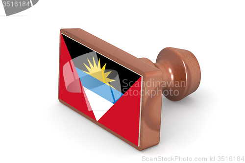 Image of Blank wooden stamp with Antigua and Barbuda flag