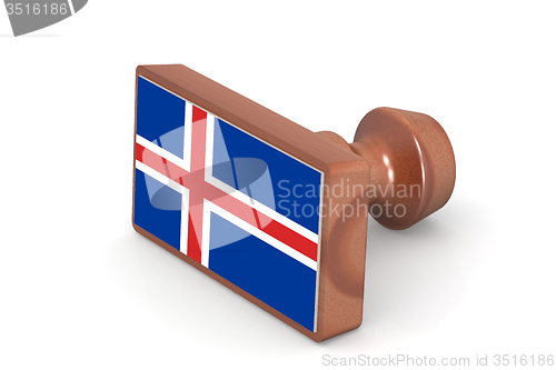 Image of Wooden stamp with Iceland flag