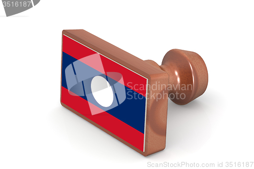 Image of Wooden stamp with Laos flag