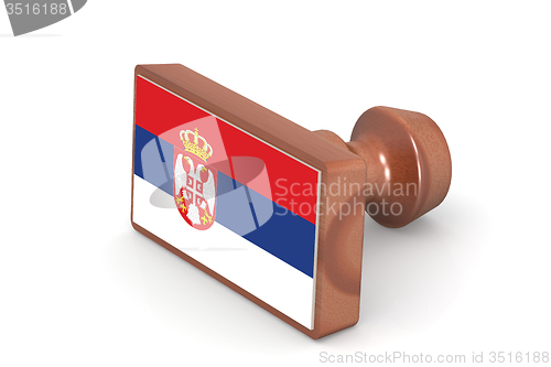 Image of Wooden stamp with Serbia flag