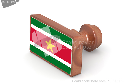 Image of Wooden stamp with Suriname flag