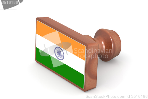 Image of Wooden stamp with India flag