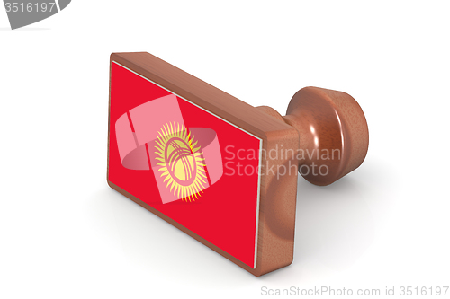 Image of Wooden stamp with Kyrgyzstan flag