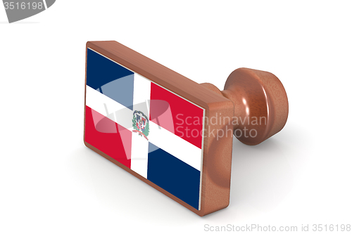 Image of Wooden stamp with Dominican Republic flag