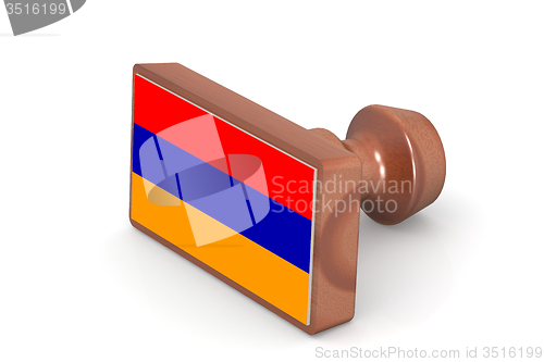 Image of Blank wooden stamp with Armenia flag