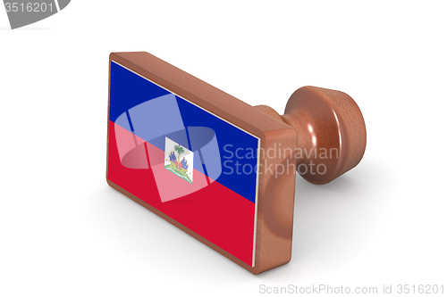 Image of Wooden stamp with Haiti flag