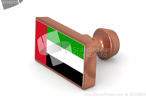 Image of Wooden stamp with United Arab Emirates flag