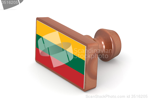 Image of Wooden stamp with Lithuania flag