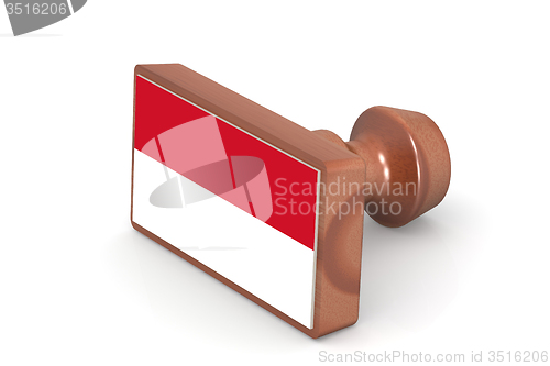 Image of Wooden stamp with Monaco flag