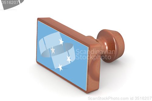 Image of Wooden stamp with Micronesia flag