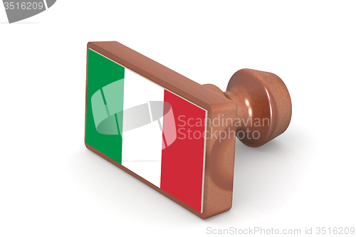 Image of Wooden stamp with Italy flag