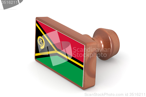 Image of Wooden stamp with Vanuatu flag
