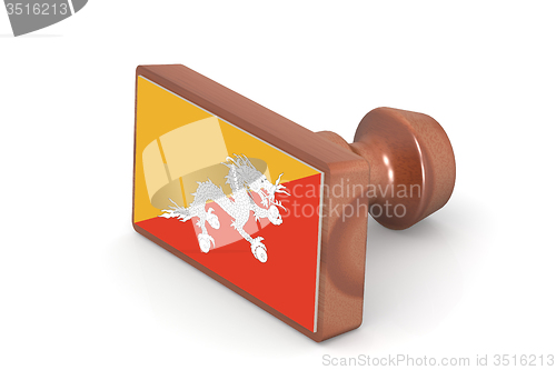 Image of Wooden stamp with Bhutan flag