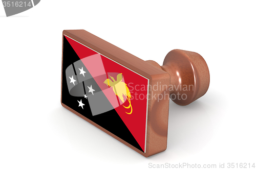 Image of Wooden stamp with Papua New Guinea flag