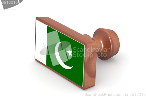 Image of Wooden stamp with Pakistan flag