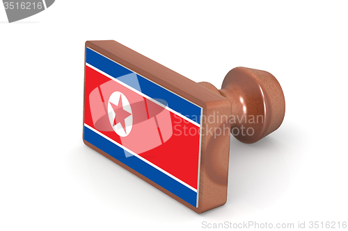 Image of Wooden stamp with North Korea flag