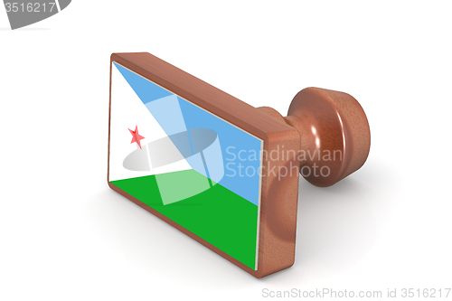 Image of Wooden stamp with Djibouti flag