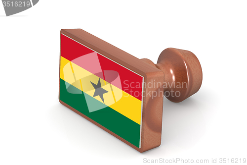 Image of Wooden stamp with Ghana flag