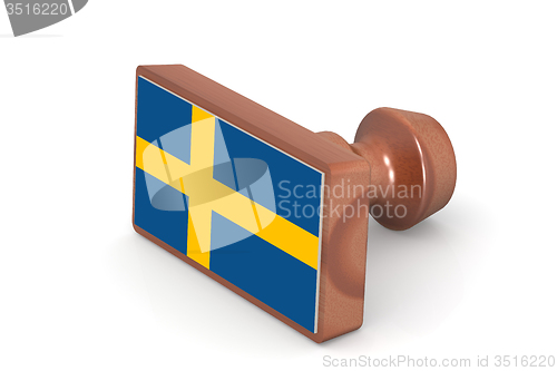 Image of Wooden stamp with Sweden flag