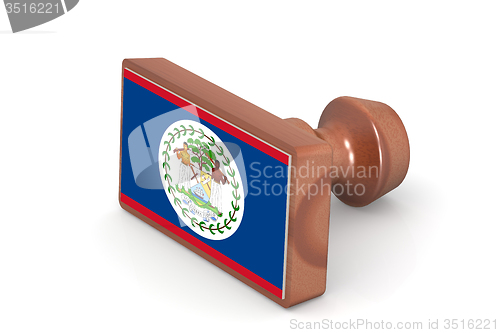 Image of Wooden stamp with Belize flag