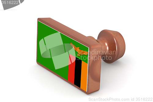 Image of Wooden stamp with Zambia flag
