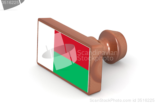 Image of Wooden stamp with Madagascar flag