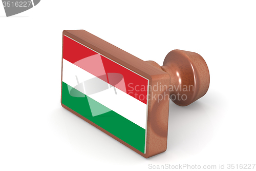 Image of Wooden stamp with Hungary flag