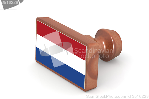 Image of Wooden stamp with Netherlands flag