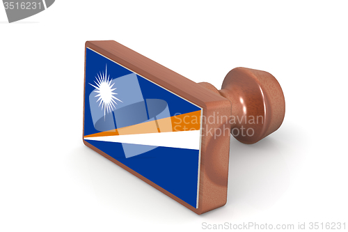 Image of Wooden stamp with Marshall Islands flag