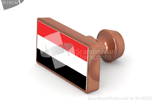 Image of Wooden stamp with Yemen flag