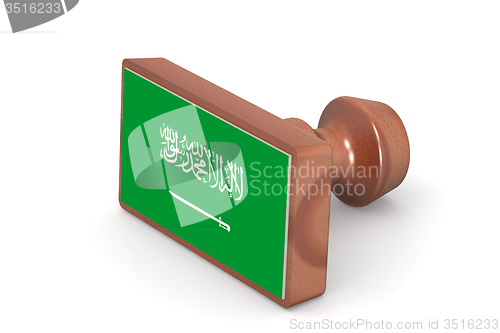 Image of Wooden stamp with Saudi Arabia flag