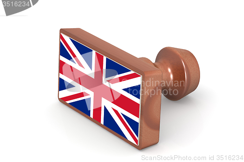 Image of Wooden stamp with United Kingdom flag