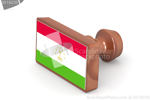 Image of Wooden stamp with Tajikistan flag