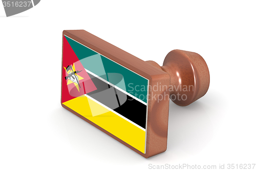 Image of Wooden stamp with Mozambique flag