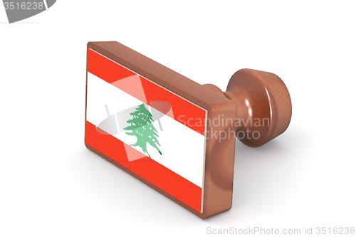 Image of Wooden stamp with Lebanon flag